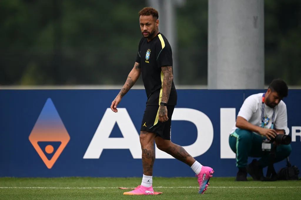 Brazil's forward #10 Neymar trains at Columbia Park Training Facility.