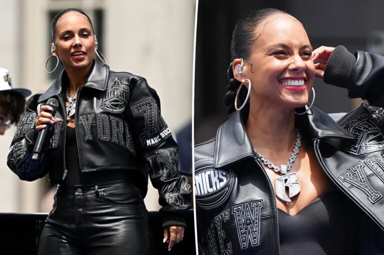 Alicia Keys closes Knicks parade with ‘Empire State of Mind’ in black leather outfit