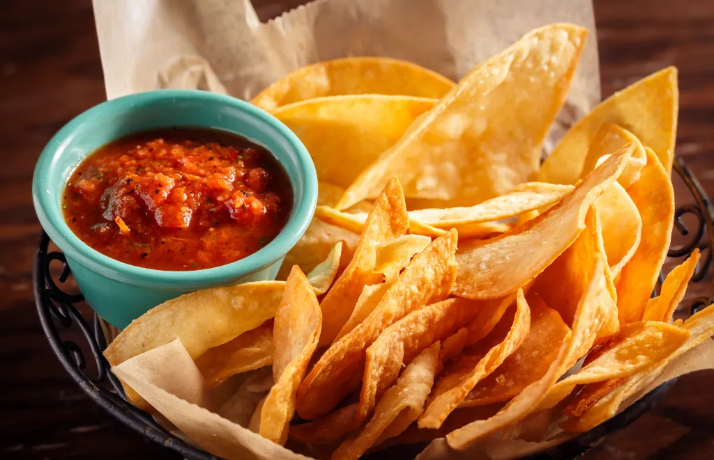 Restaurant-style corn chips and salsa.