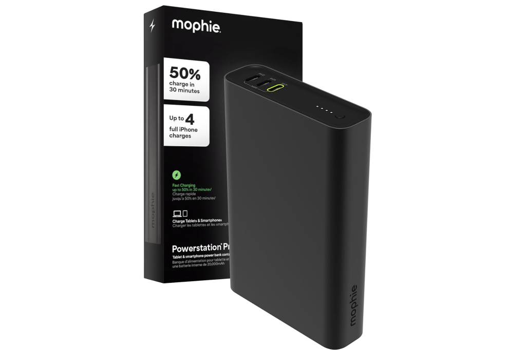 Mophie Powerstation XXL power bank and packaging.