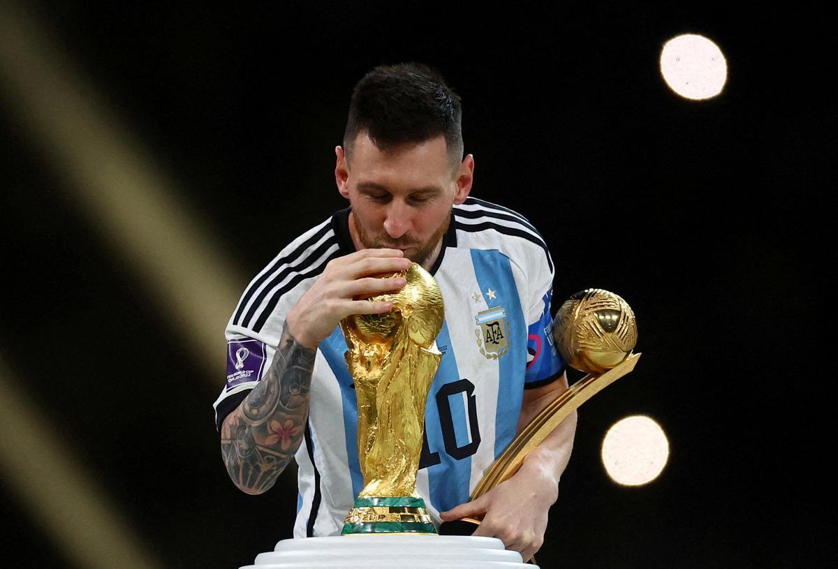 Messi after winning the FIFA World Cup in 2022