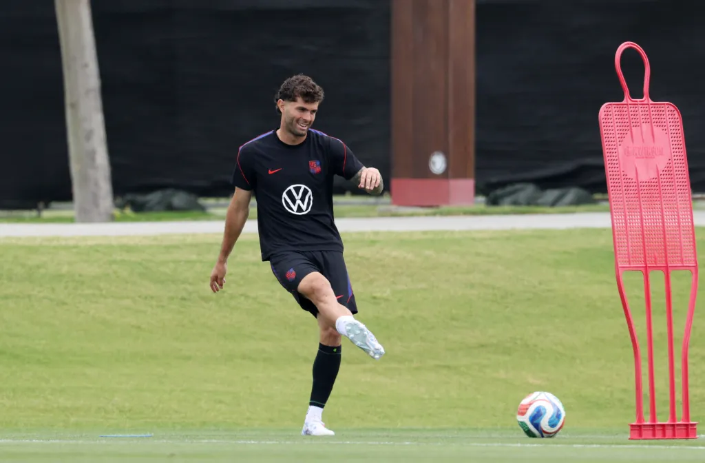 Christian Pulisic of the U.S. during training.