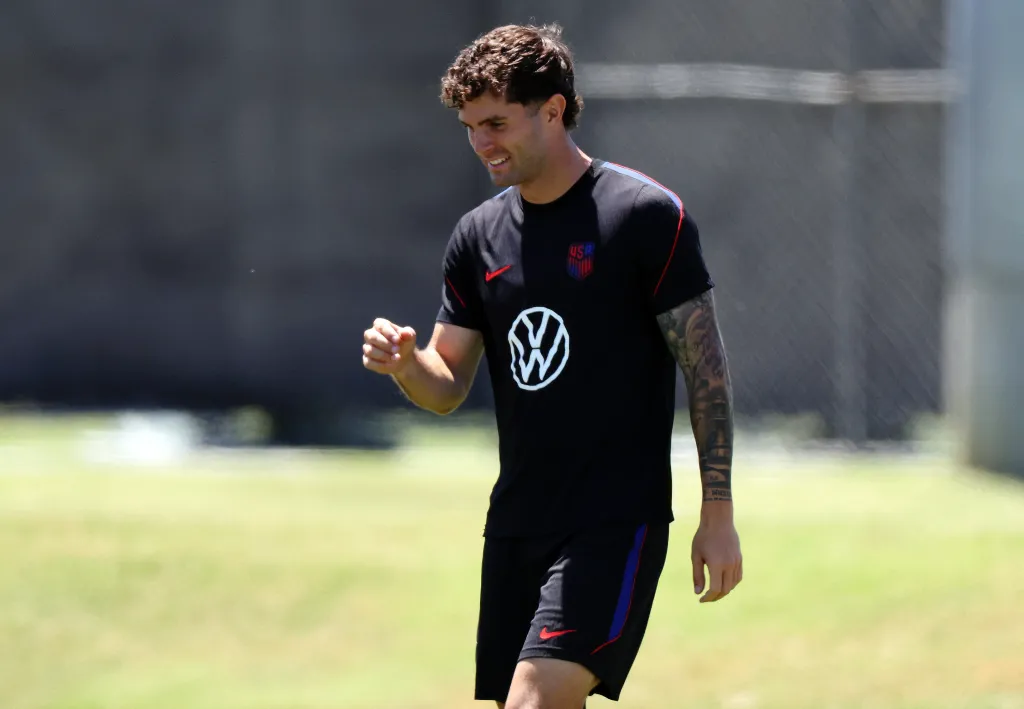 Christian Pulisic of the U.S. during training.