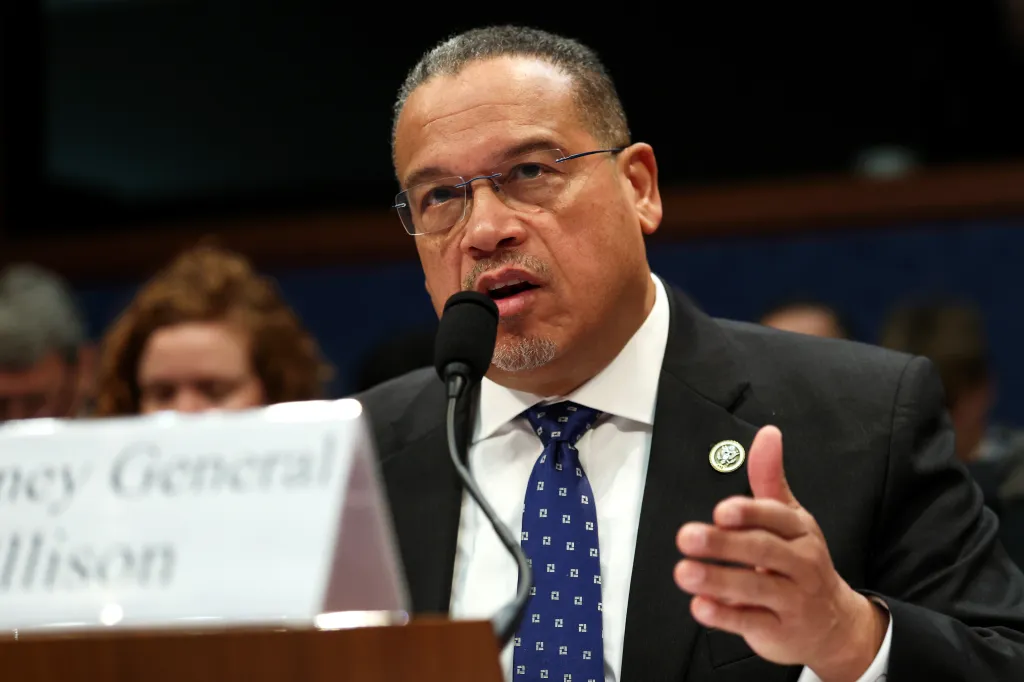 Minnesota Attorney General Keith Ellison testifying at a House Oversight and Government Reform Committee hearing.