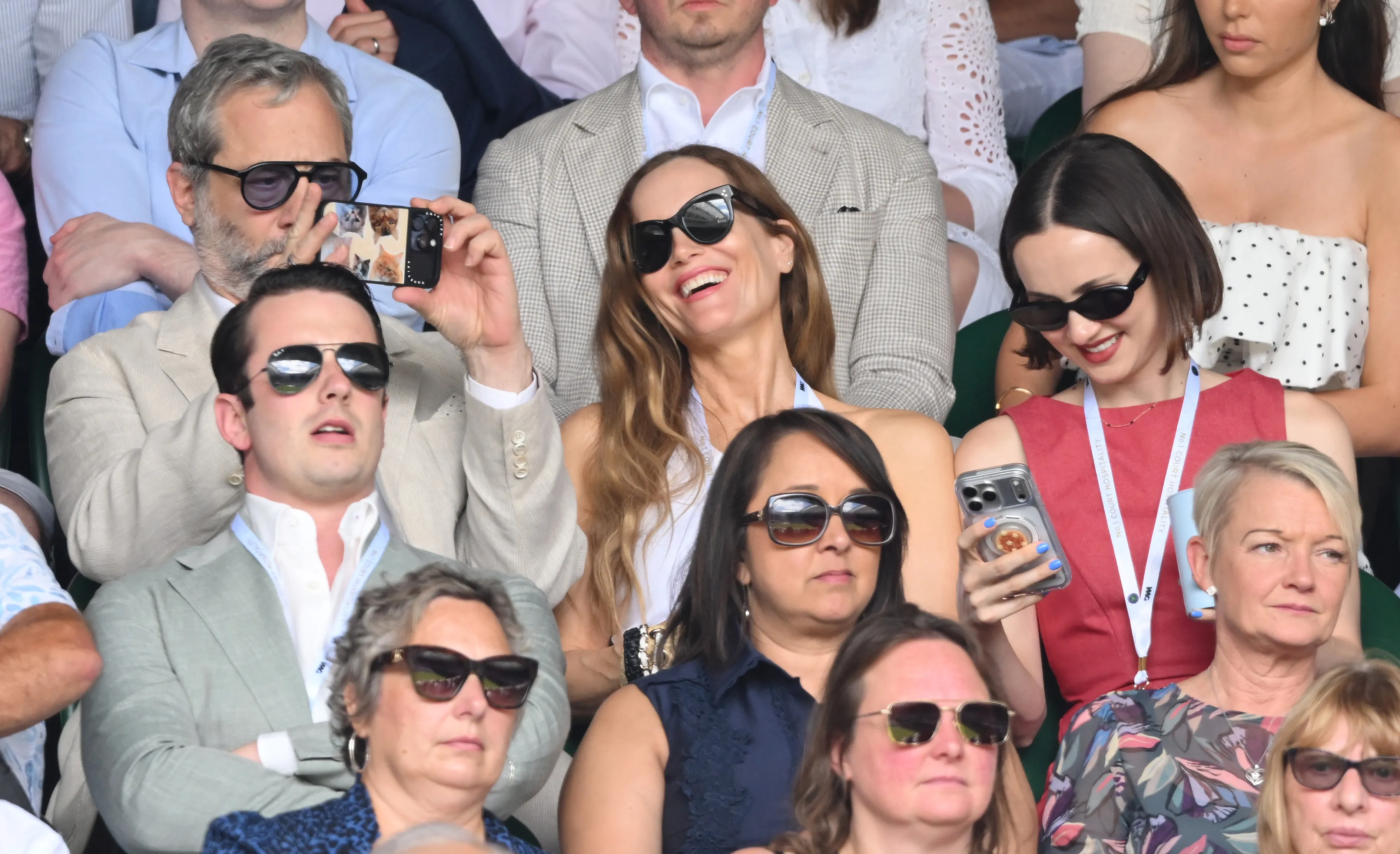 Judd Apatow, Leslie Mann and Maude Apatow attend day one of the 2026 Wimbledon Tennis Championships 
