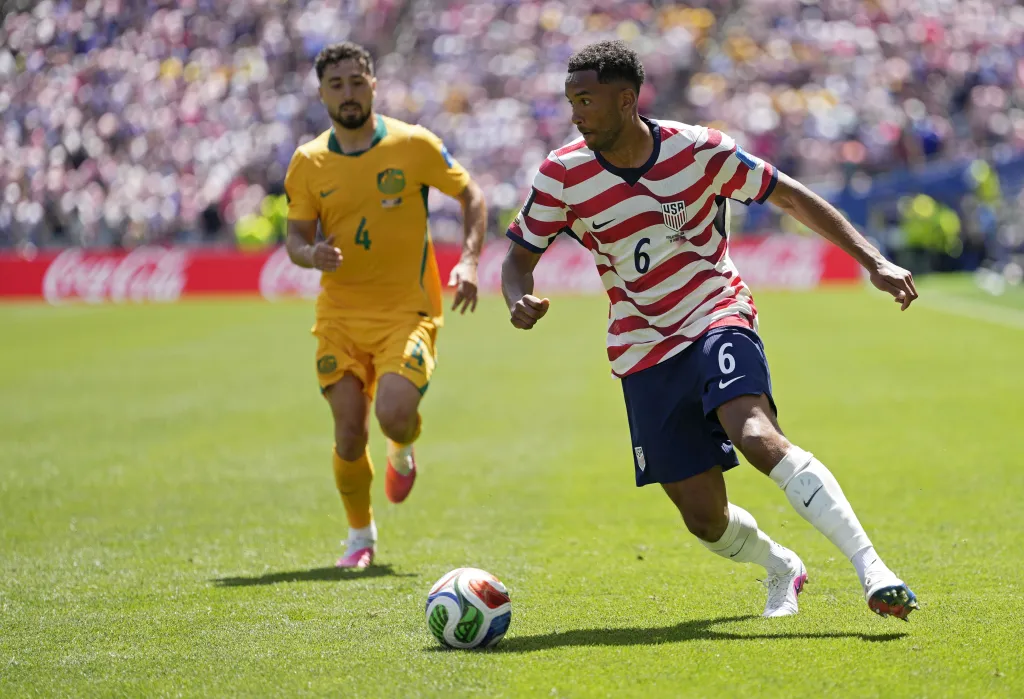 Auston Trusty of USA in action during the FIFA World Cup 2026 group stage match USA against Australia, in Seattle, USA, 19 June 2026.