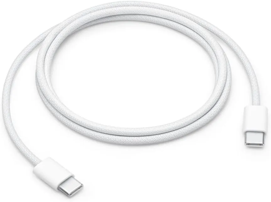 White braided USB-C to USB-C cable.