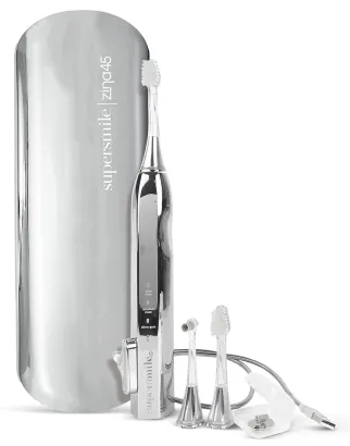 Supersmile Zina45 sonic toothbrush and accessories.