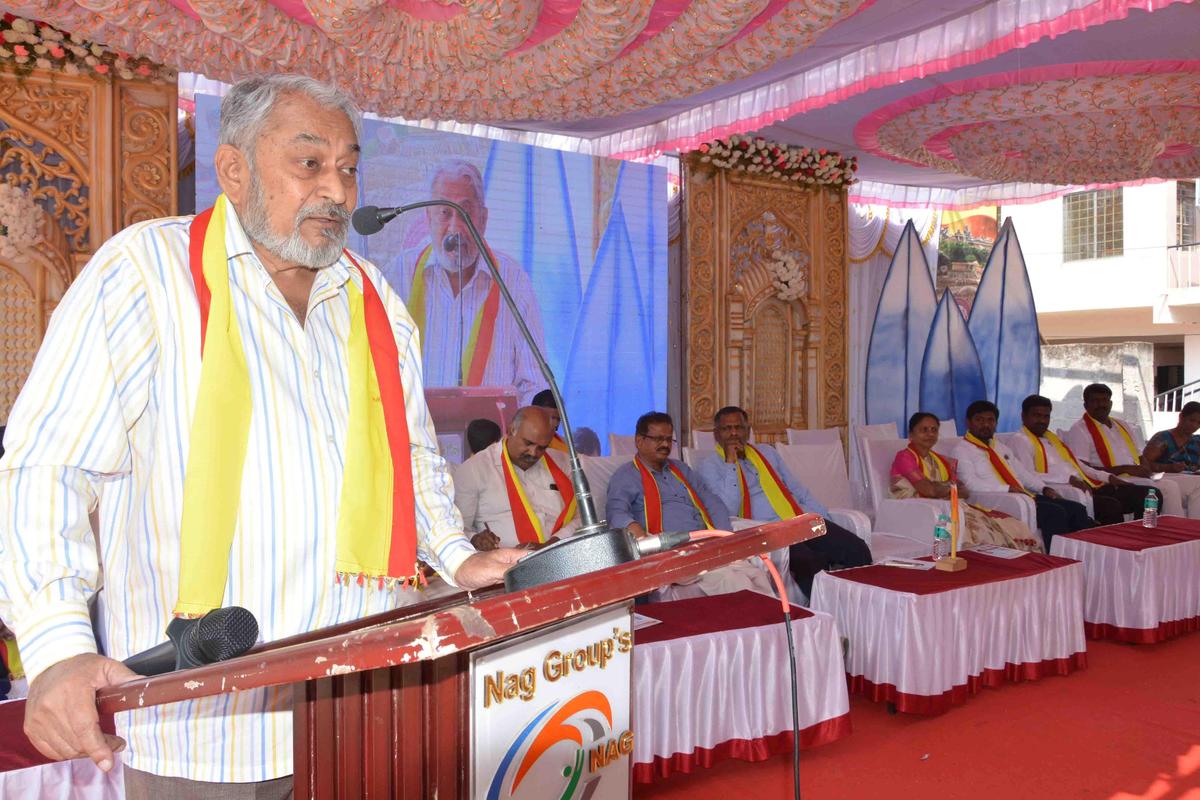 K.T. Shivaprasad at a a seminar during the 18th district Kannada Sahitya Sammelana in Hassan.
