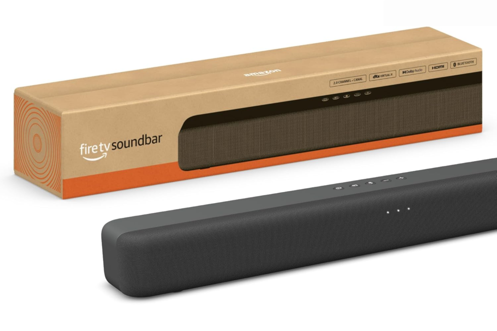 Amazon Fire TV soundbar in its packaging.