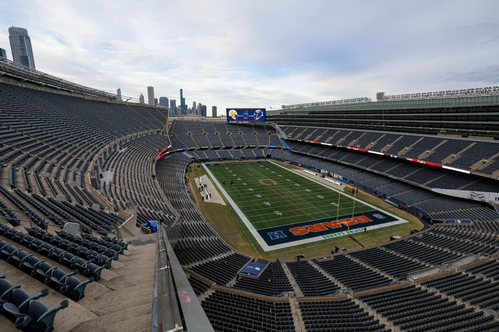 Soldier Field is seen prior to an NFL football game between the Chicago Bears and Green Bay Packers