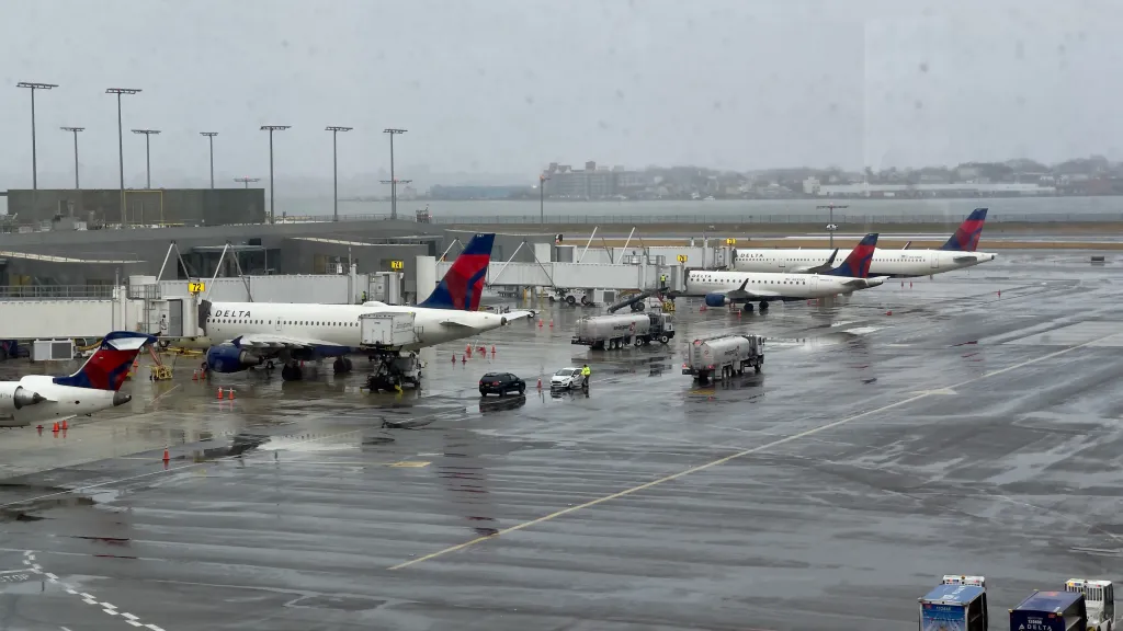 Planes getting ready for departure at LaGuardia Airport in New York.