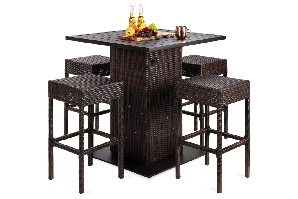 Best Choice Products 5-Piece Outdoor Wicker Bar Table Set