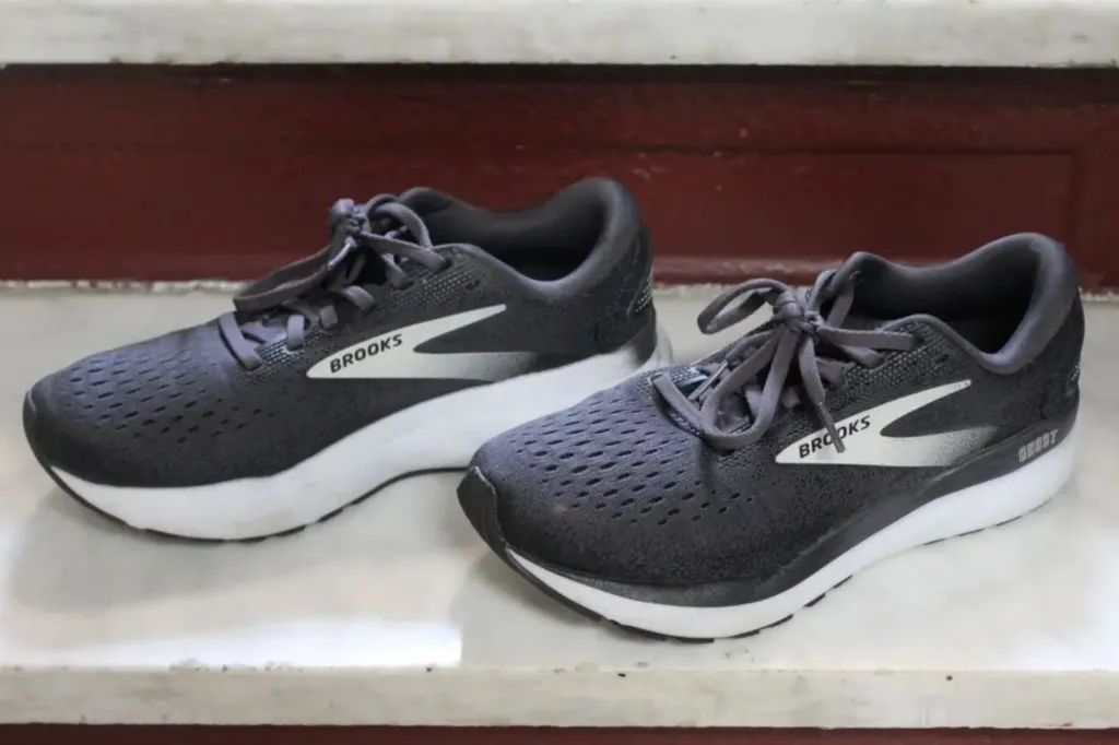 A pair of black sneakers