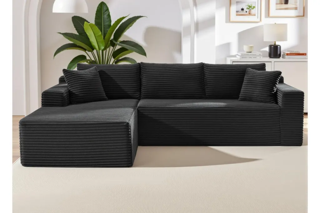 A black boneless couch.