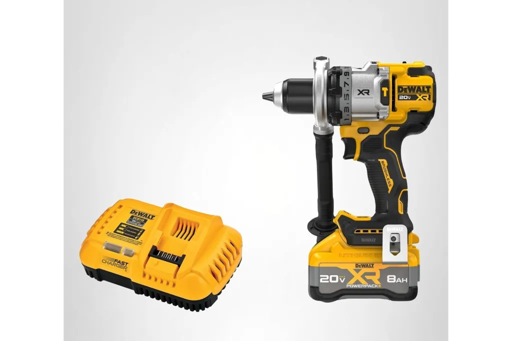 A drill and a battery pack.
