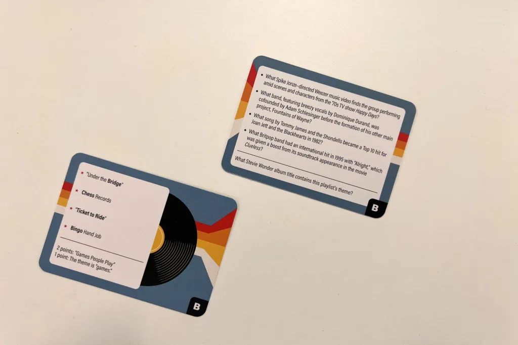 An original image of triva game cards.