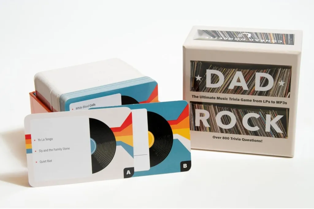 A box game with cards that have records on the cover.
