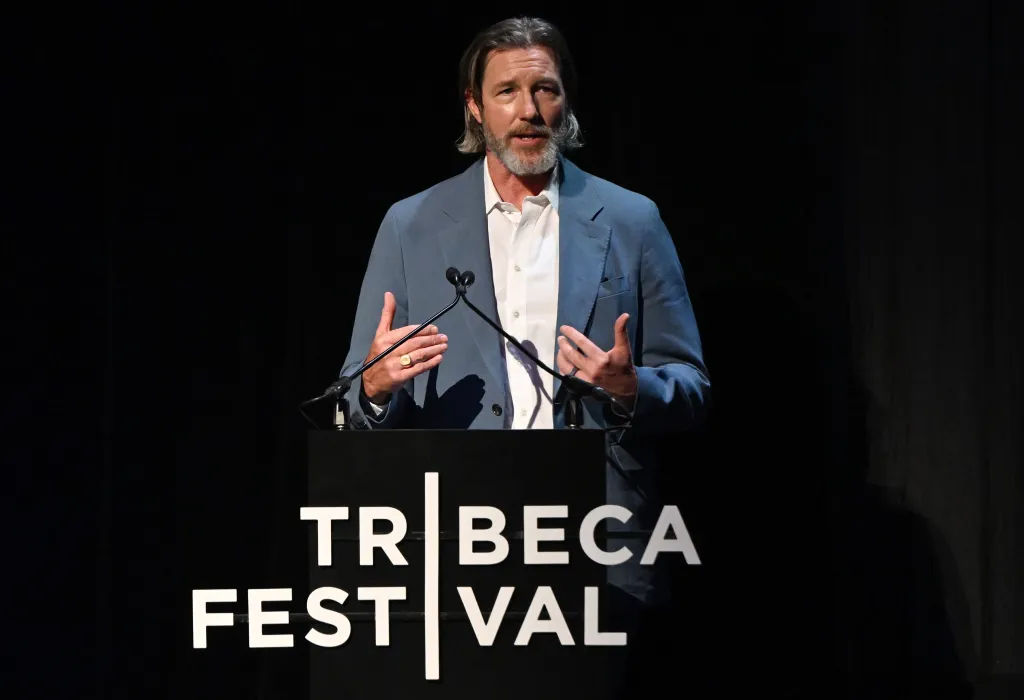 Ed Burns speaks onstage at the "Finnegan's Foursome" Premiere during the 2026 Tribeca Festival at BMCC Theater on June 7, 2026 in New York City.