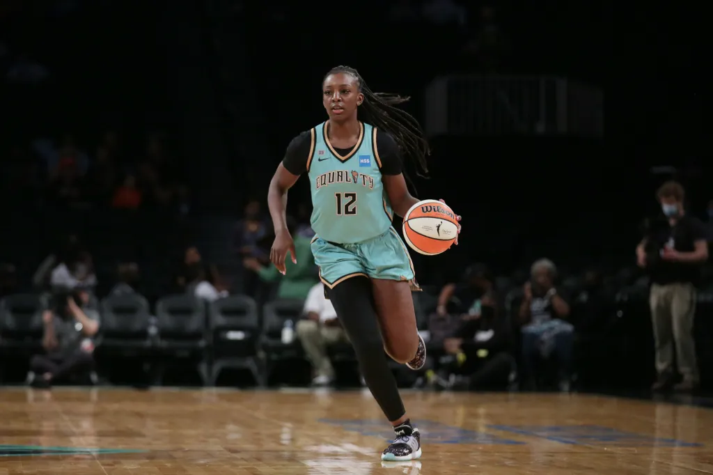Michaela Onyenwere was the WNBA Rookie of the Year in 2021, then with the New York Liberty. 