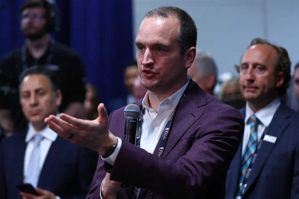 Tim Bontemps poses for a photo before Game One of the 2025 NBA Finals on June 5, 2025 at Paycom Center in Oklahoma City, Oklahoma. 