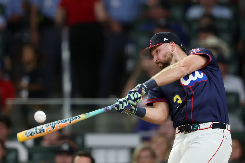 Cal Raleigh #29 of the Seattle Mariners competes during the Home Run Derby at Truist Park on July 14, 2025 in Atlanta, Georgia.