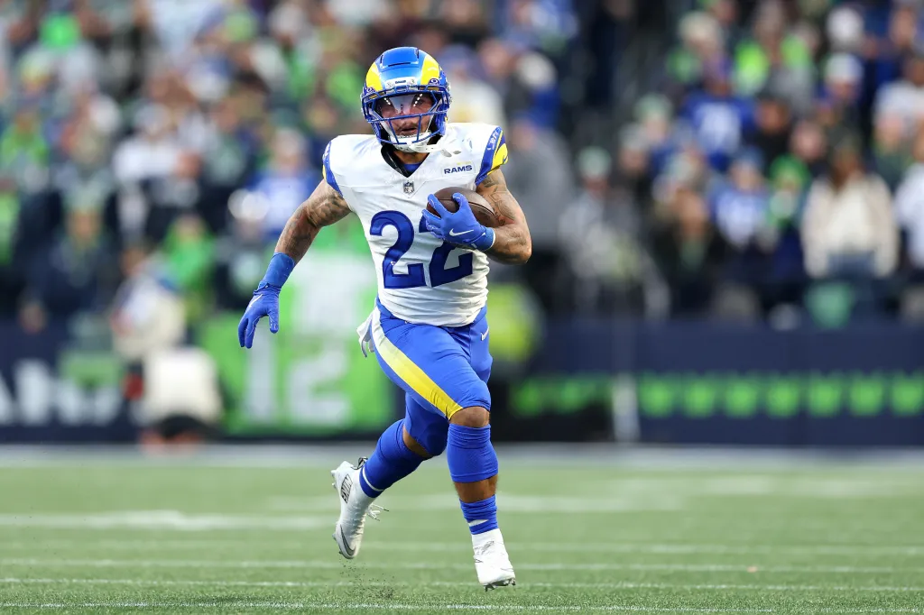 Running back Kyren Williams of the Los Angeles Rams in action.
