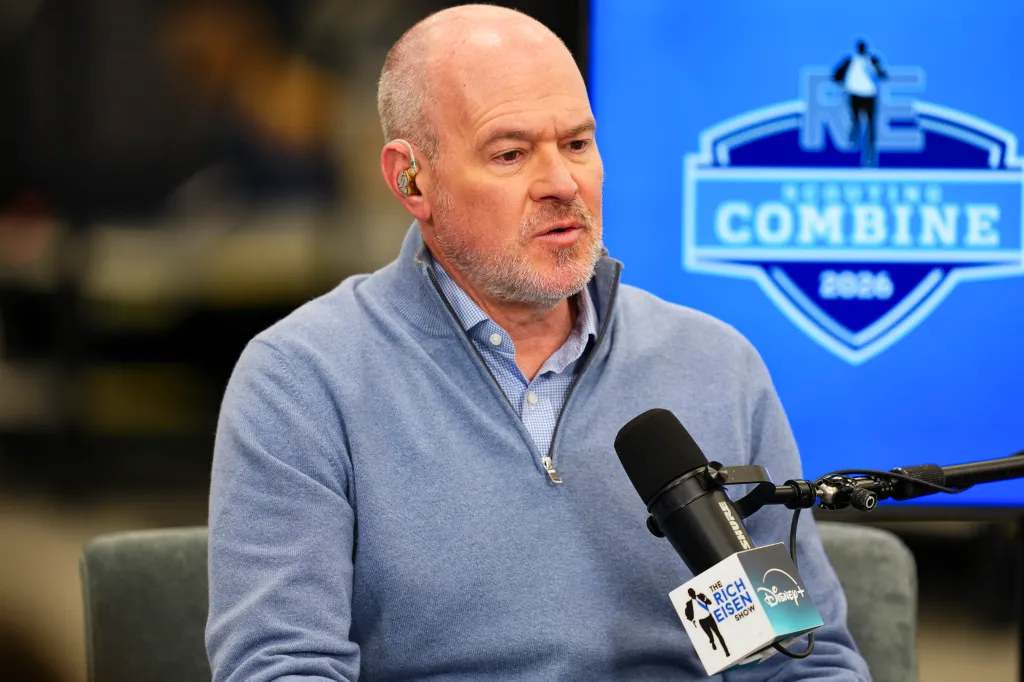 NFL Network host Rich Eisen speaks during a live show at the 2026 NFL Scouting Combine on February 24, 2026 in Indianapolis, Indiana.