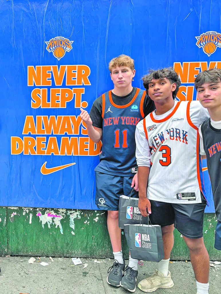 Matt Grande (11), of the Nassau title-winning South Side Cyclones, attended the Knicks ticker-tape parade with friends. 