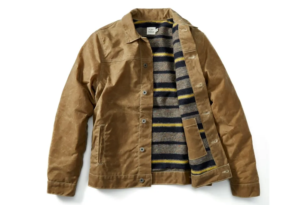 Flint and Tinder Flannel-Lined Waxed Trucker Jacket