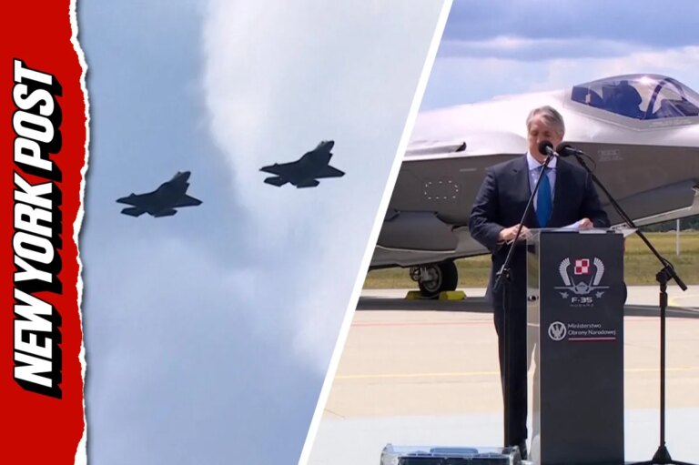Poland celebrates arrival of US-built F-35 stealth fighters in major build up of NATO firepower (Video)