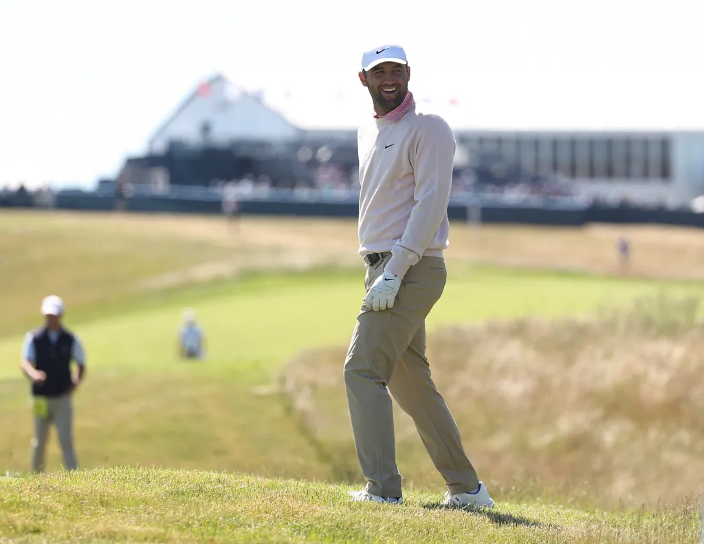 Scottie Scheffler on the first green during a practice round for the U.S. Open golf tournament.