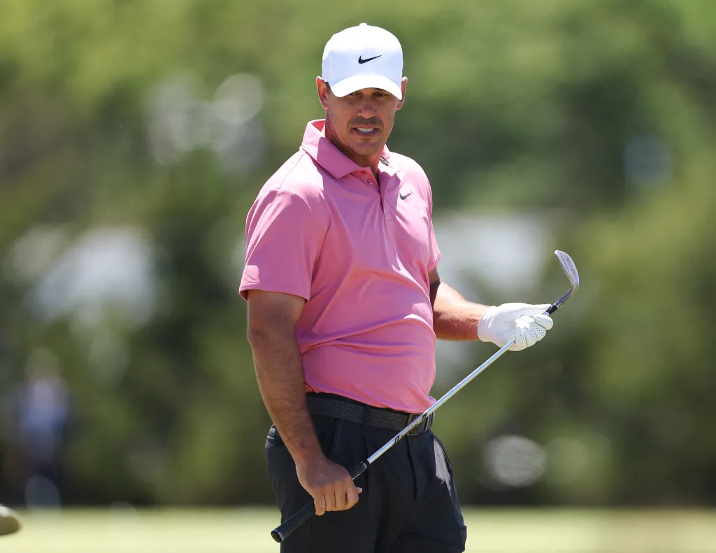 Brooks Koepka on the driving range during a practice round for the U.S. Open golf tournament. 