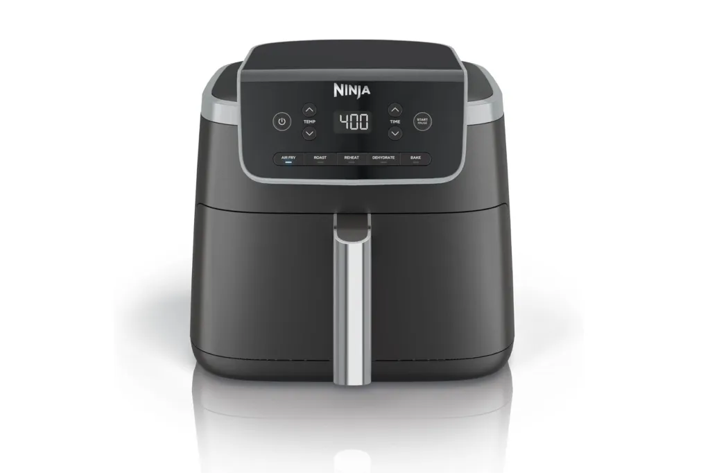 An air fryer machine from Ninja in the color black.