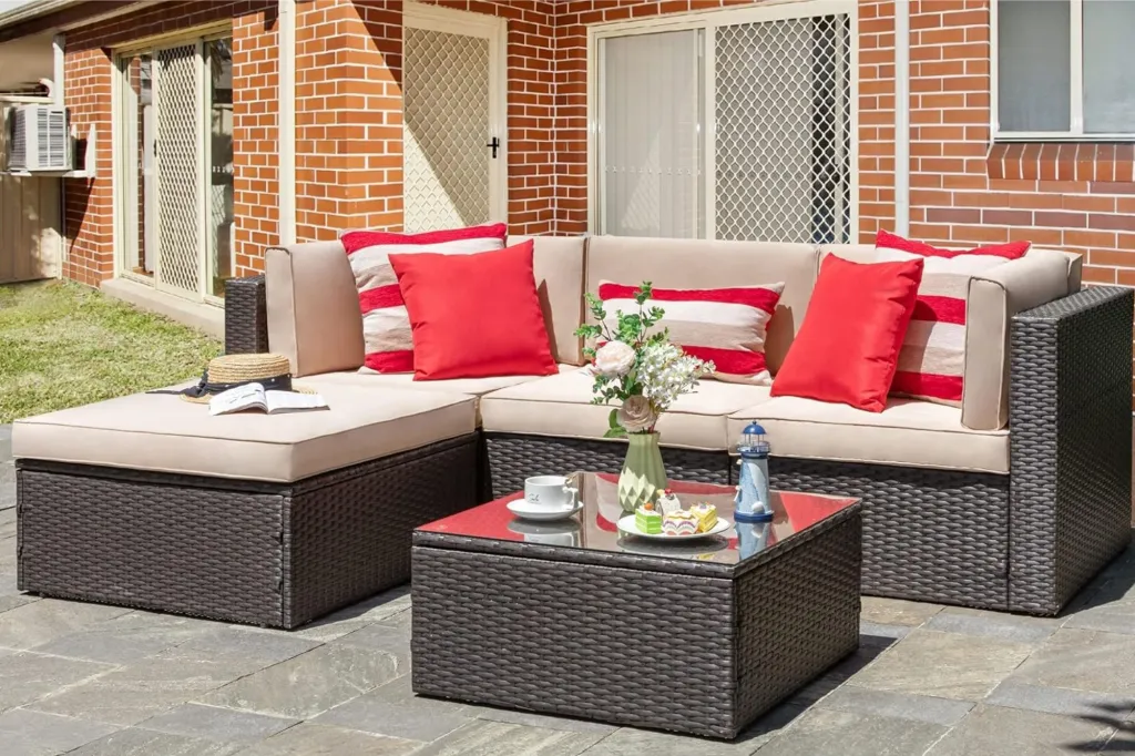 An outdoor patio furniture set.