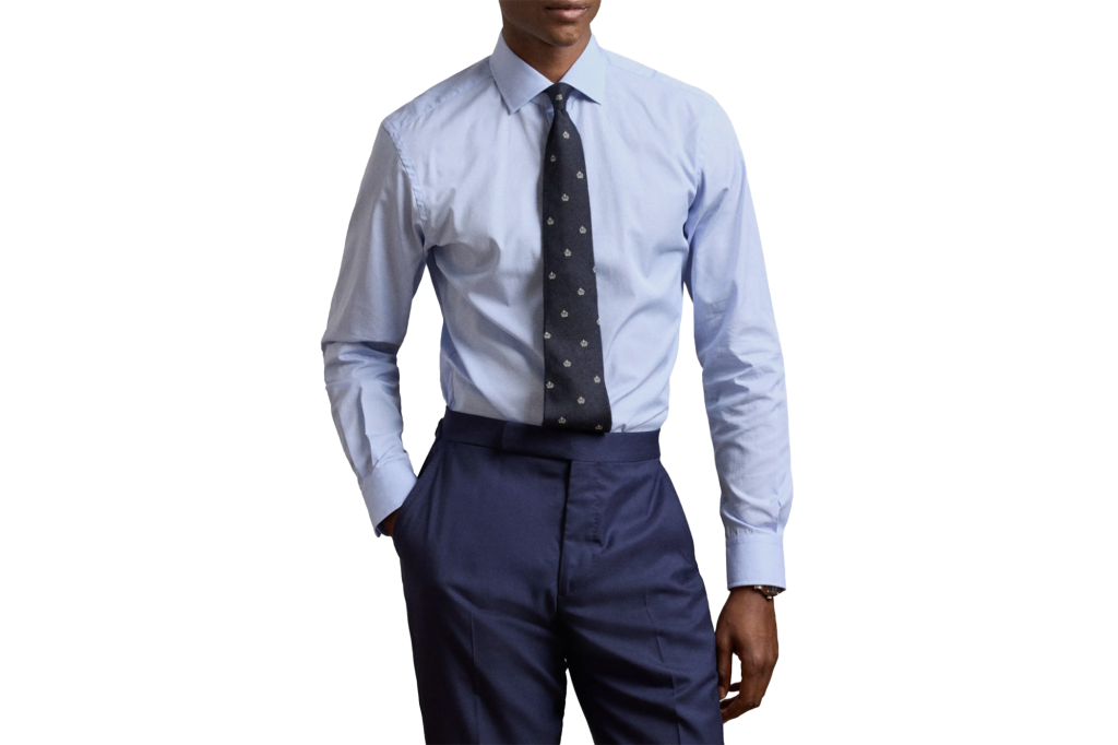 Ralph Lauren Purple Label Aston Light Blue Cotton Button-Up Shirt