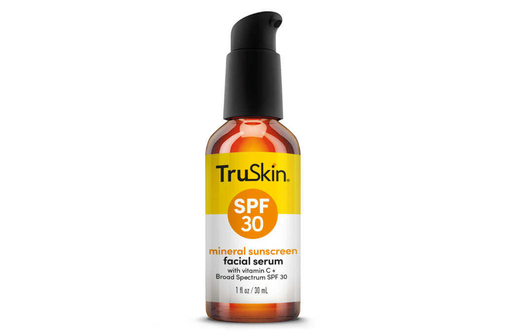 TruSkin mineral sunscreen facial serum with Vitamin C and broad-spectrum SPF 30.