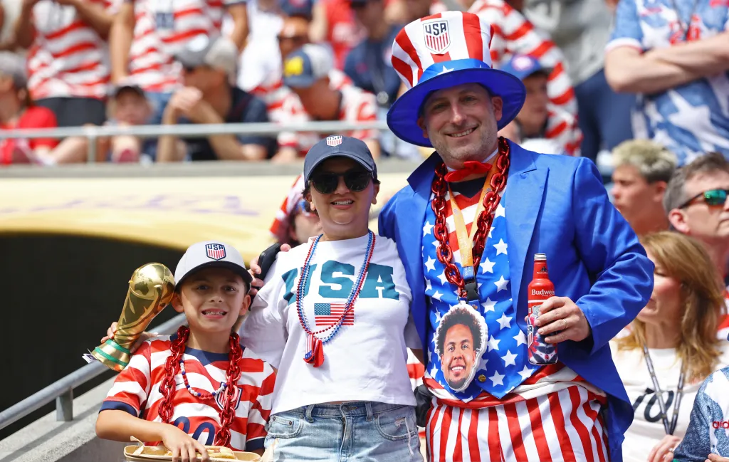 Family dressed in USA gear at the FIFA World Cup 2026.