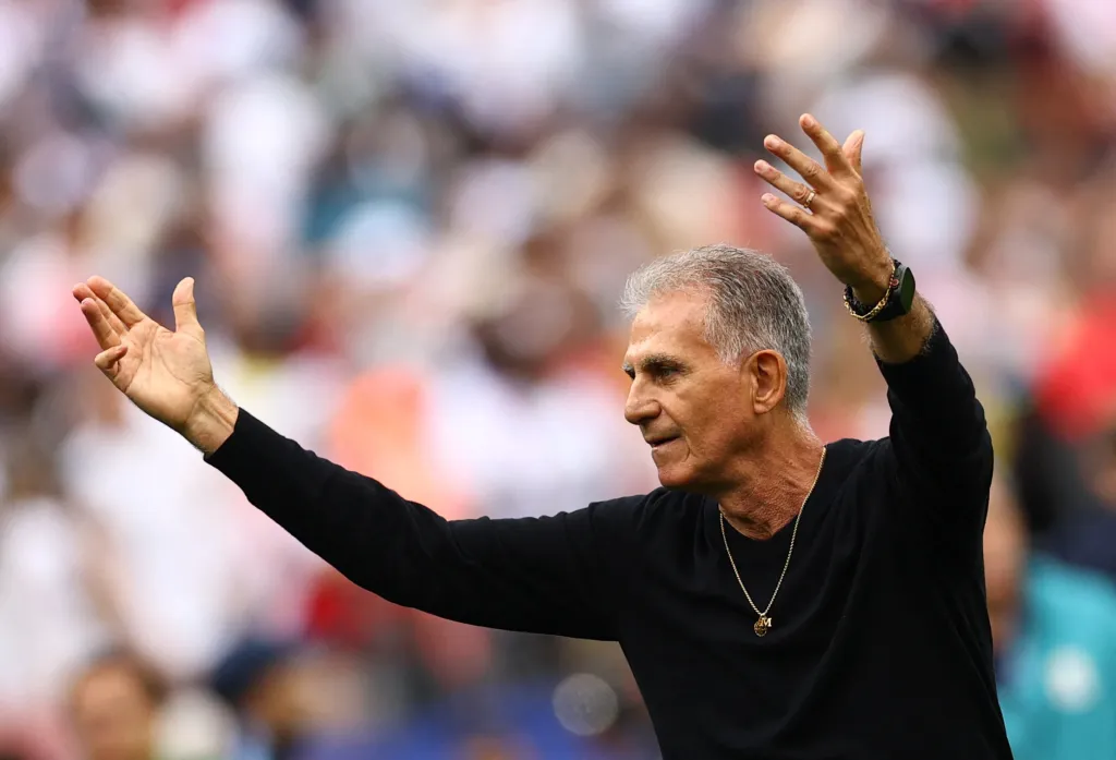 Ghana coach Carlos Queiroz reacts to a play against England in a 0-0 draw.