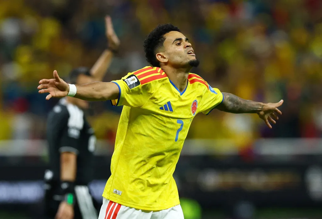 Soccer Football - FIFA World Cup 2026 - Group K - Colombia v DR Congo - Estadio Guadalajara, Guadalajara, Mexico - June 23, 2026 Colombia's Luis Diaz scores a goal that was later disallowed REUTERS/Daniel Becerril TPX IMAGES OF THE DAY