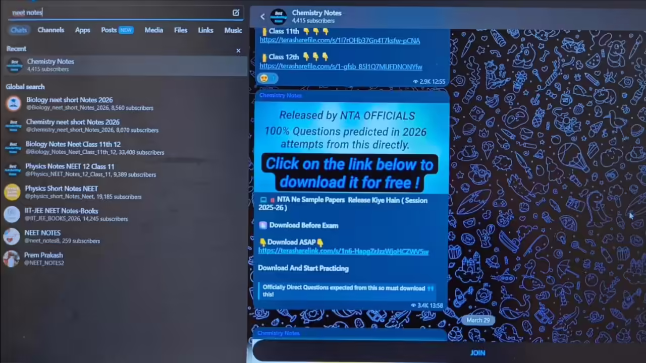 A clickbait on a Telegram channel
