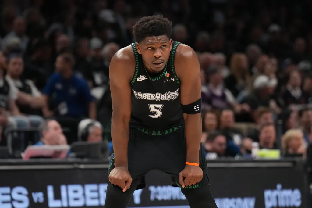 Anthony Edwards of the Minnesota Timberwolves on the court during a game.