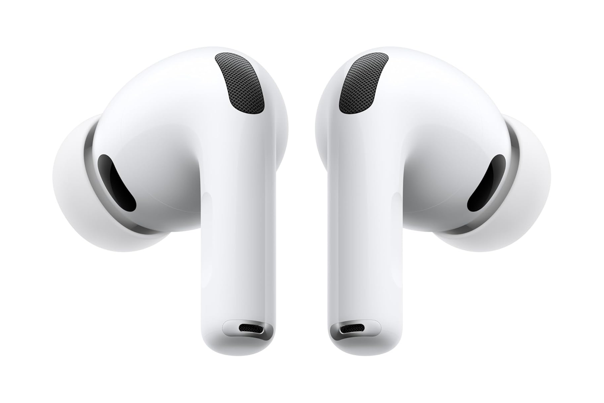 A pair of Apple AirPods Pro 3 earbuds.