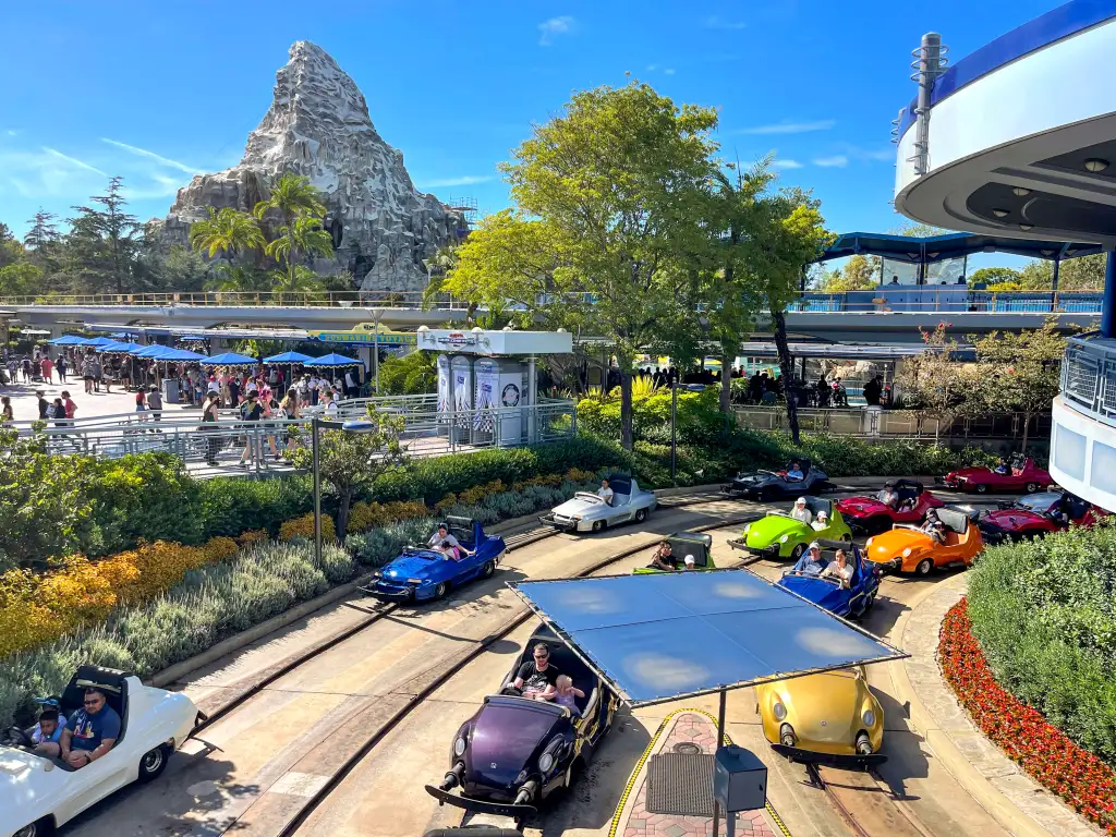 Autopia ride in Tomorrowland at Disneyland.