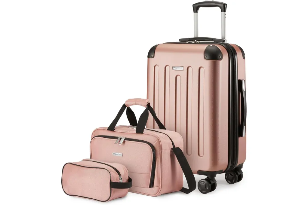 Rose gold luggage set.