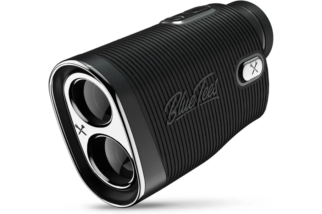 Black Blue Tees Golf Rangefinder on a white background.