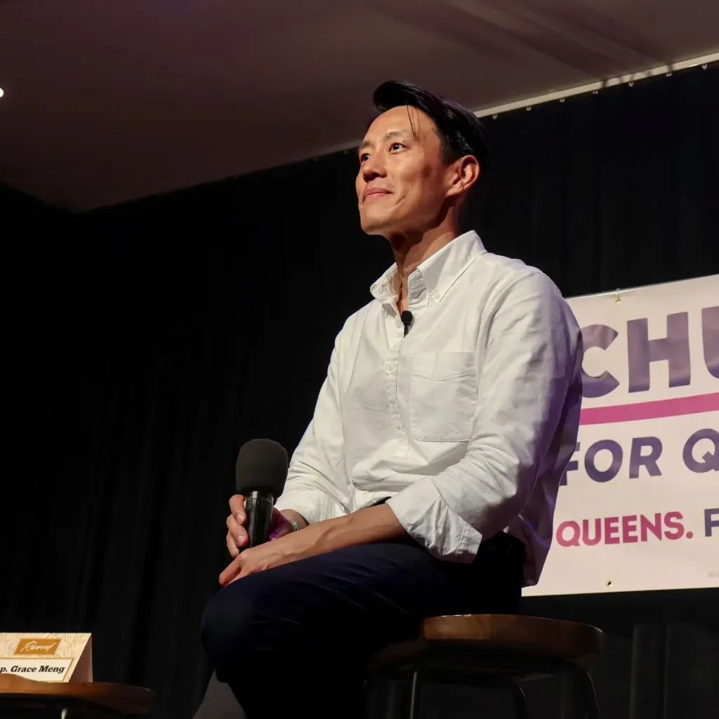 Chuck Park attends a campaign town hall event.