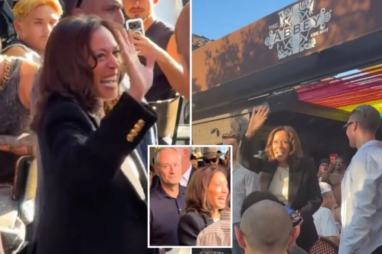 Kamala Harris briefly reemerges from political wilderness at notorious LA gay bar The Abbey