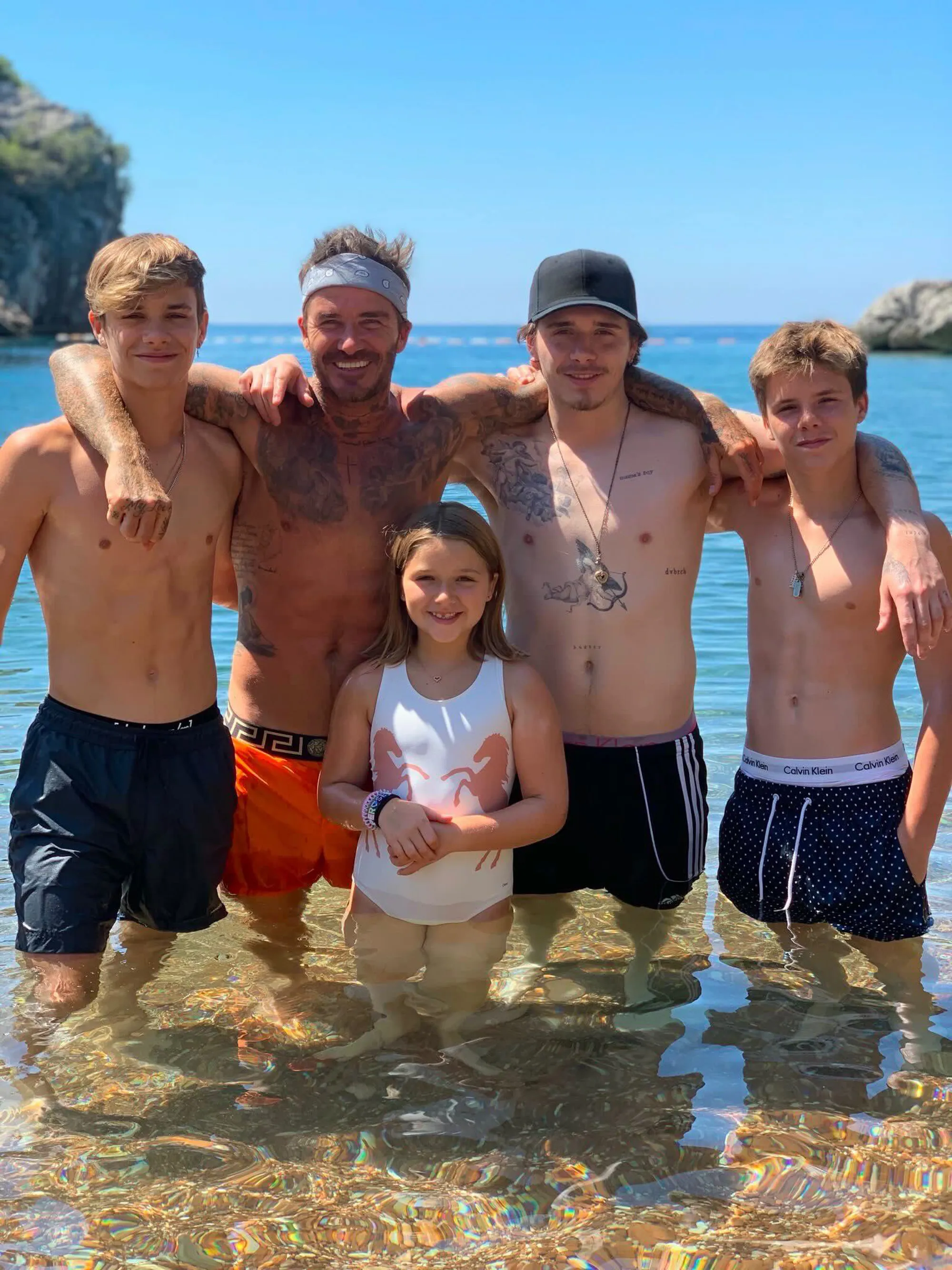 David Beckham with his children, Brooklyn, Romeo, Cruz, Harper, Father's Day 2026