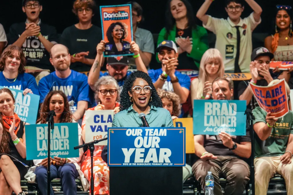 Democratic congressional candidate Darializa Avila speaking at a Get Out The Vote rally.